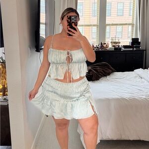 Light Blue asymmetrical Skirt